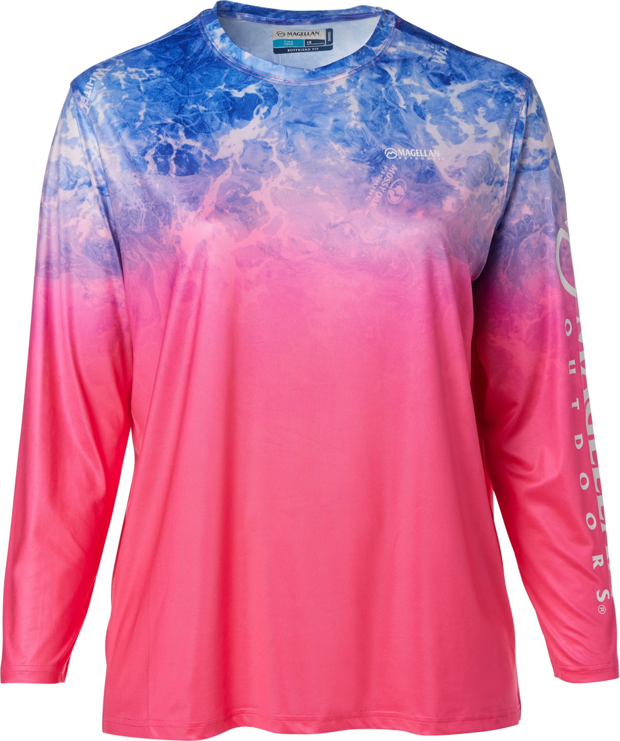 Magellan Outdoors Women’s Plus WhiteCap Ombre Long Sleeve Fishing Shirt