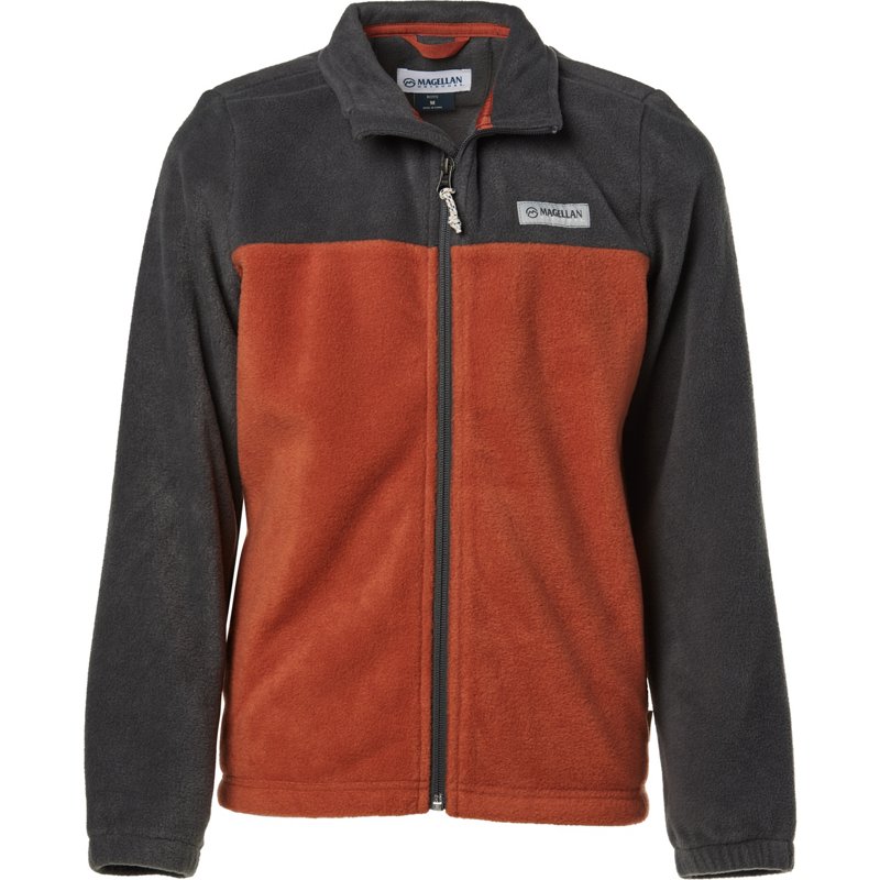 Magellan Outdoors Boys’ Arctic Fleece Colorblock Jacket Rust/Copper, Medium - Boy's Ski Outerwear And Fleece at Academy Sports product image