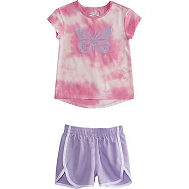 BCG Toddler Girls' Tie-Dye Glitter Graphic Jersey T-shirt and Shorts Set                                                        
