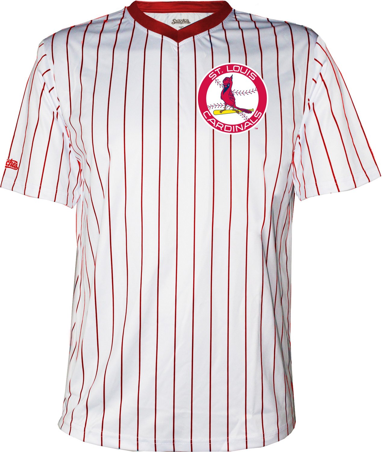 Stitches Boys' St. Louis Cardinals Pinstripe Sublimated Jersey Academy