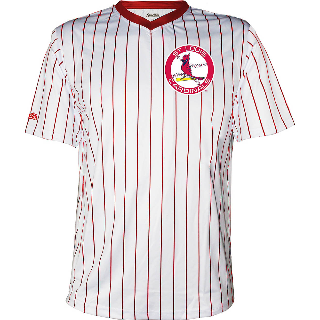 Stitches Boys' St. Louis Cardinals Pinstripe Sublimated Jersey | Academy