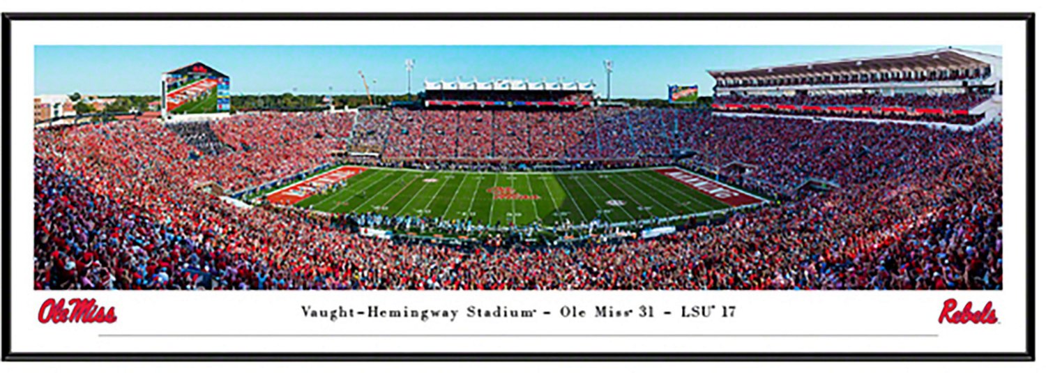 Blakeway Worldwide Panoramas University of Mississippi Football Standard Framed Panoramic Print