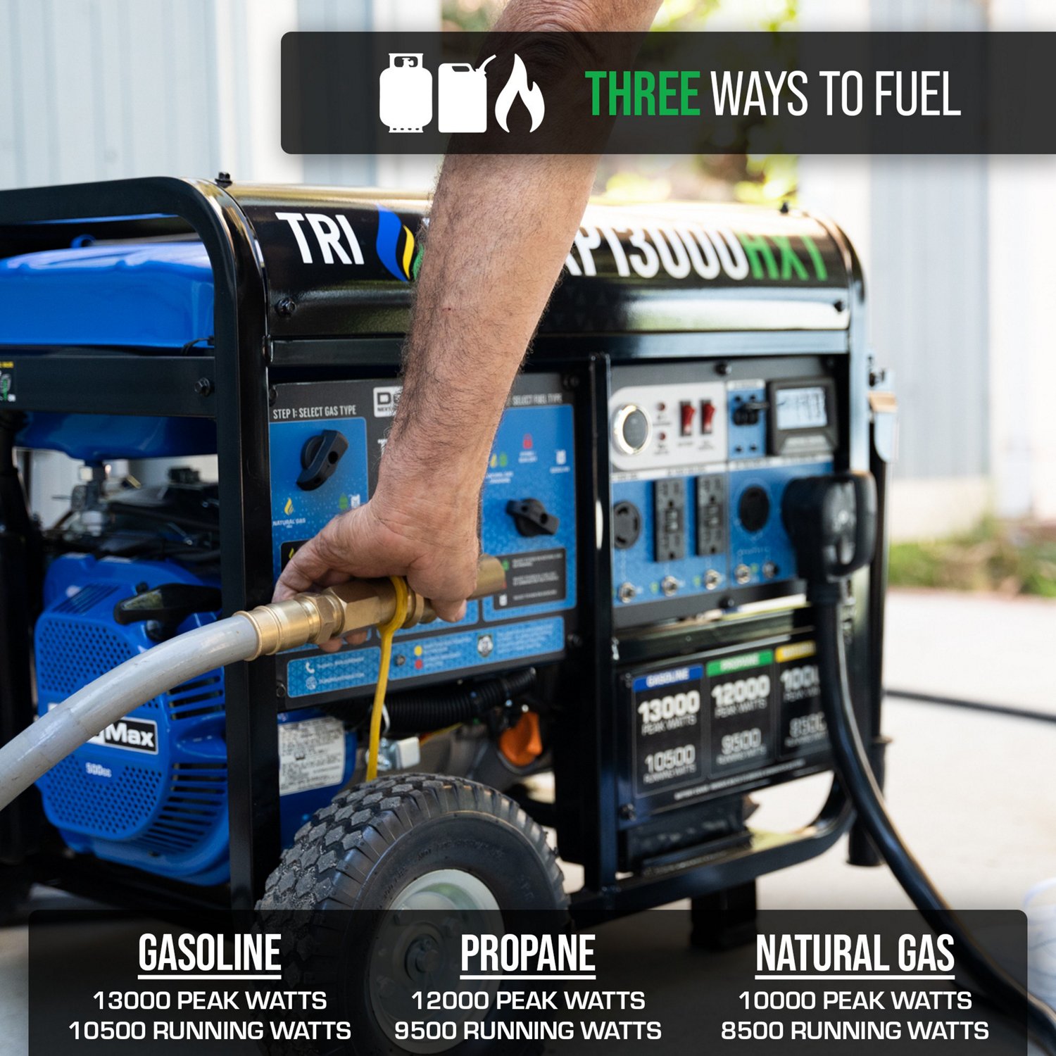 DuroMax 13,000 W 500cc Tri Fuel Portable HXT Generator with CO Alert - view number 7