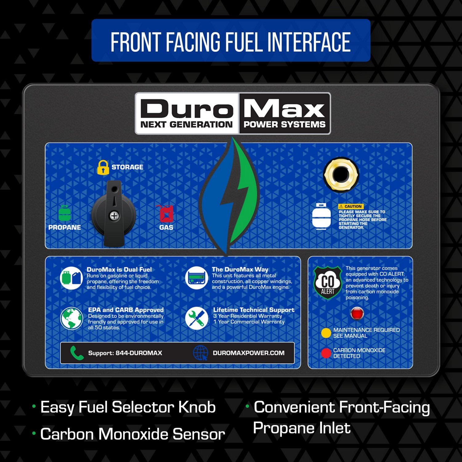 DuroMax 12,000 W 460cc Dual Fuel Portable HX Generator with CO Alert                                                             - view number 3