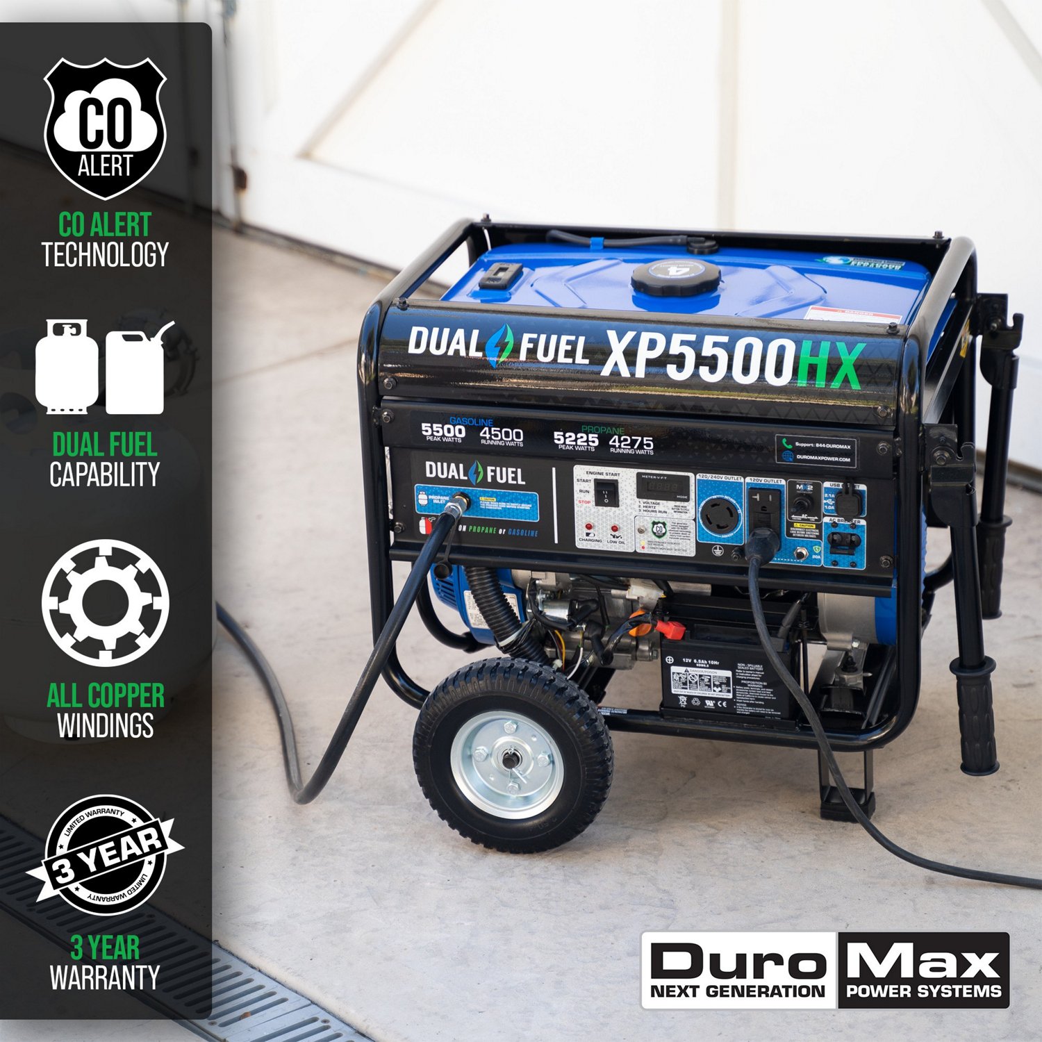 DuroMax 5,500 W 210cc Dual Fuel Portable HX Generator with CO Alert                                                              - view number 5