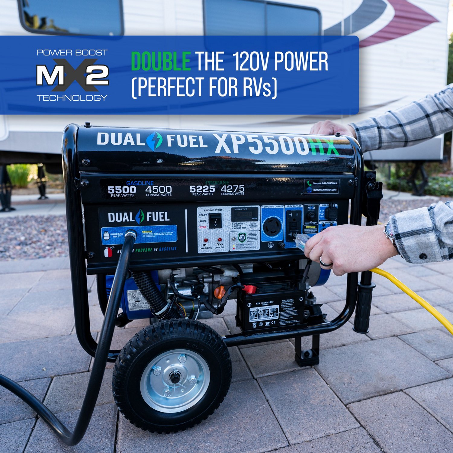 DuroMax 5,500 W 210cc Dual Fuel Portable HX Generator with CO Alert                                                              - view number 8