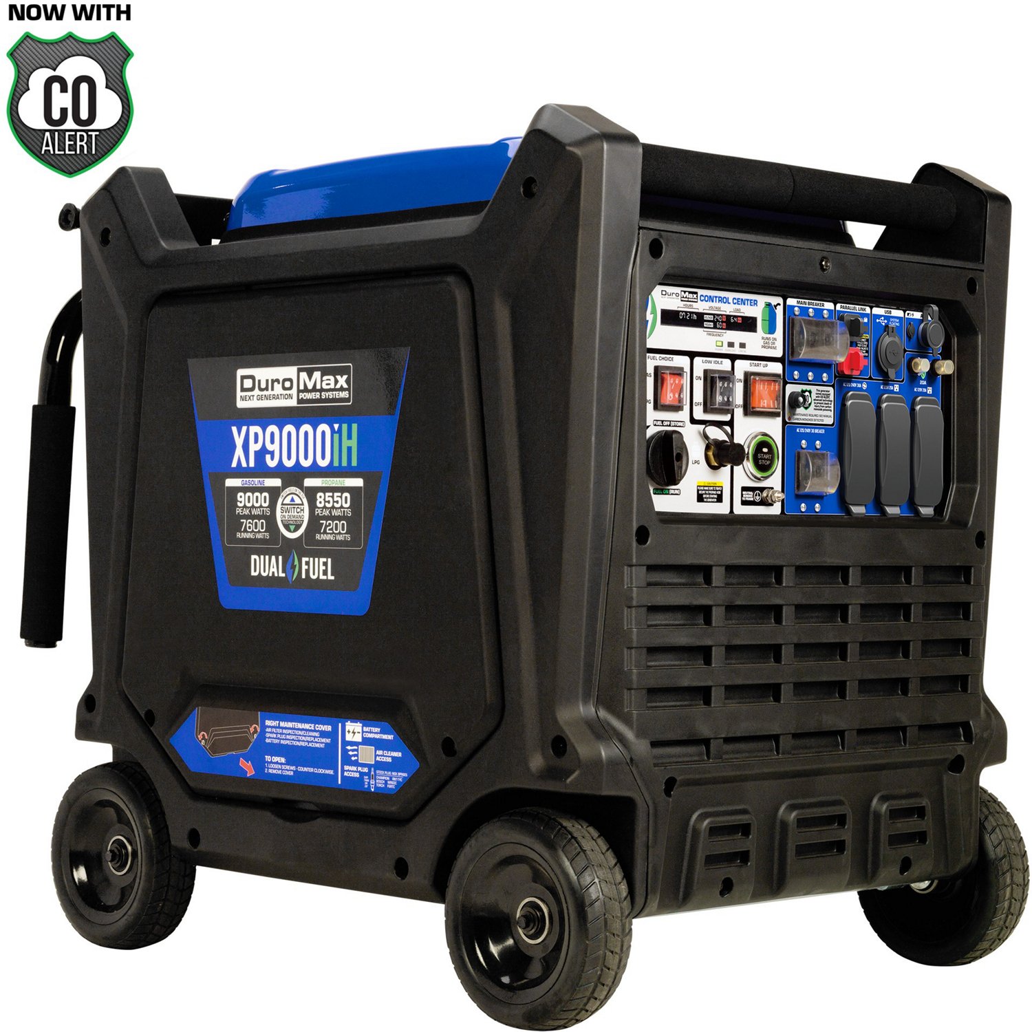 DuroMax 9,000 W 459cc Dual Fuel Digital Inverter Hybrid Portable Generator with CO Alert