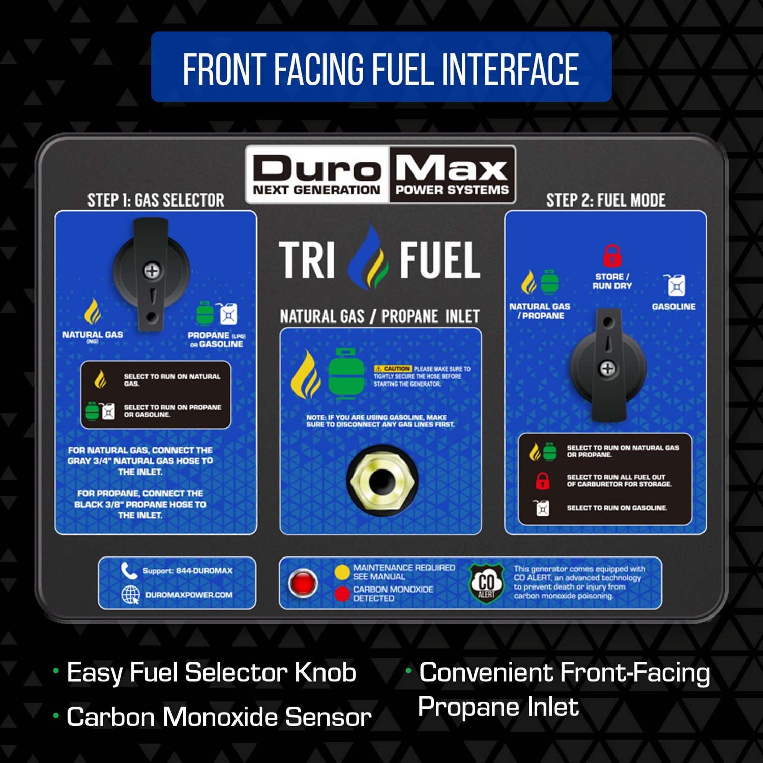 DuroMax 13,000 W 500cc Tri Fuel Portable HXT Generator with CO Alert - view number 3