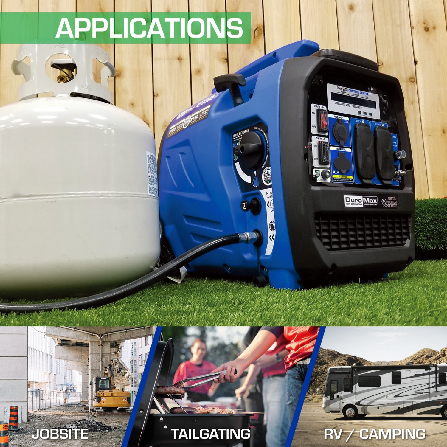 DuroMax 2,300 W 80cc Dual Fuel Digital Inverter Hybrid Portable Generator with CO Alert                                          - view number 6