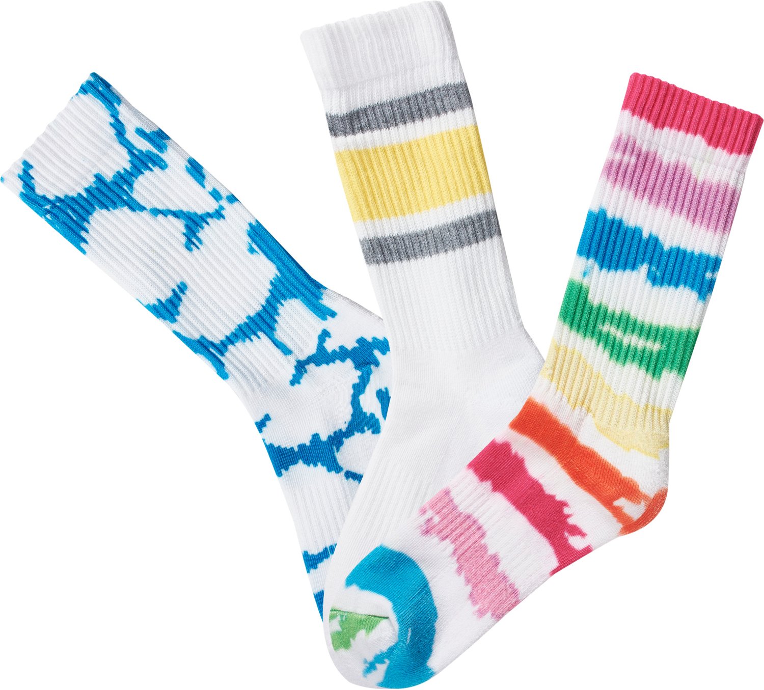 BCG Watercolor Rainbow Stripe Crew Socks 3 Pack