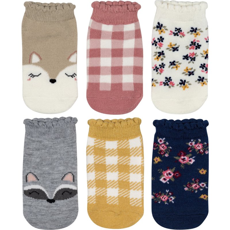 BCG Girls’ Plaid Woodland Animal No Show Socks 6 Pack, X-Small - Dress And Casual Socks at Academy Sports