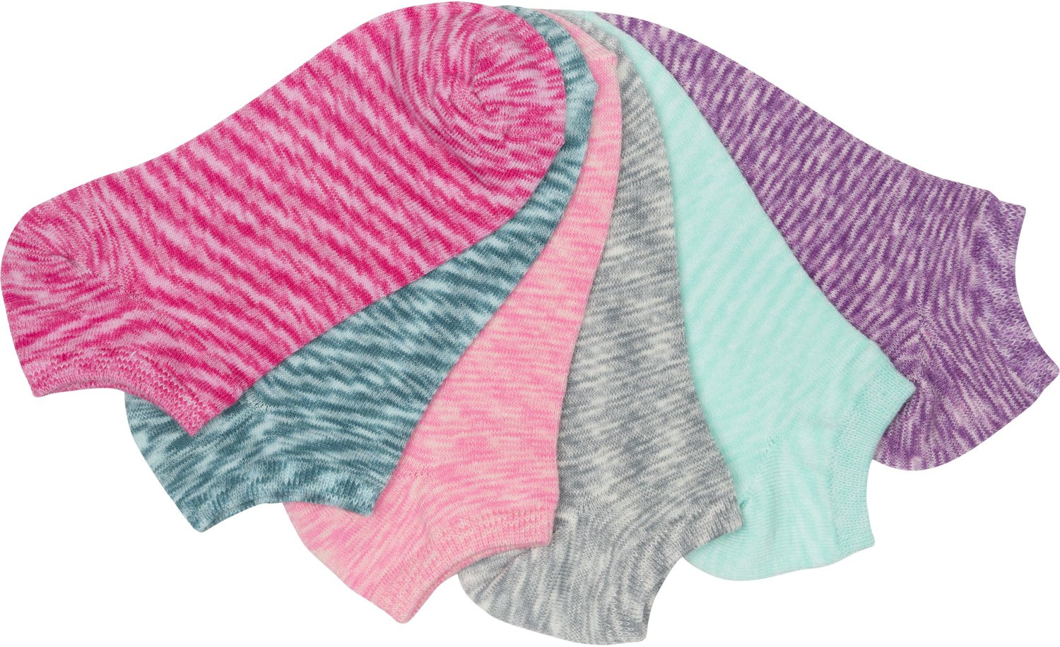 BCG Women’s Super Soft Pastel Space Dye No-Show Socks 6 Pack
