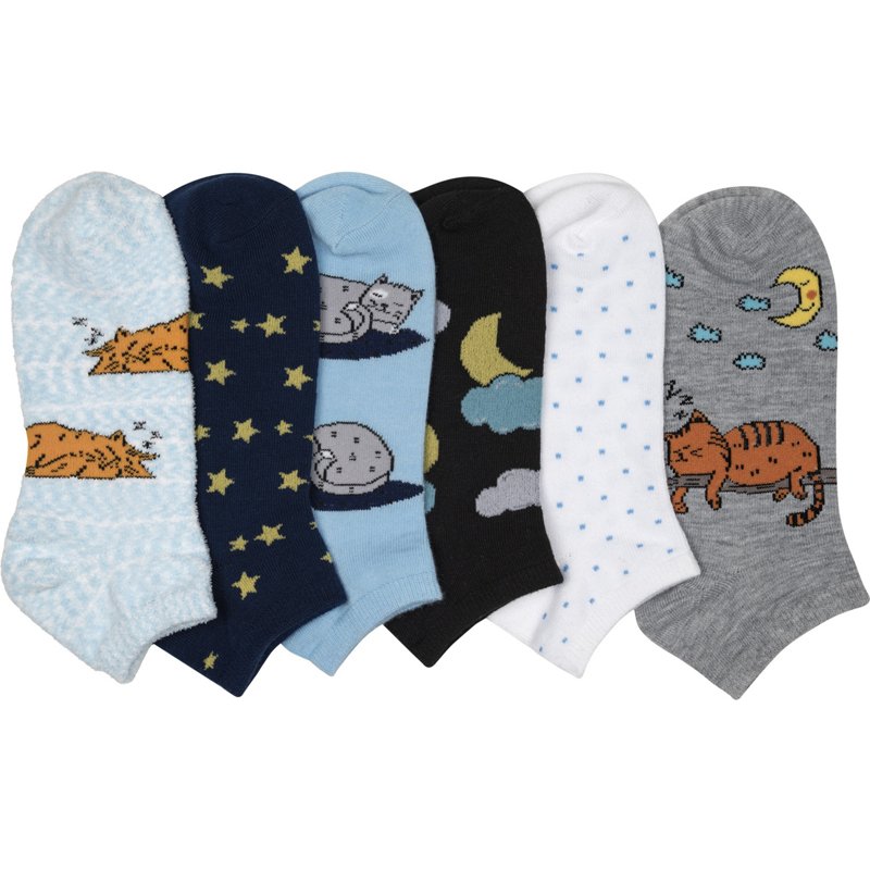 BCG Women’s Sleepy Cozy Cats No Show Socks 6 Pack, Medium - Dress And Casual Socks at Academy Sports