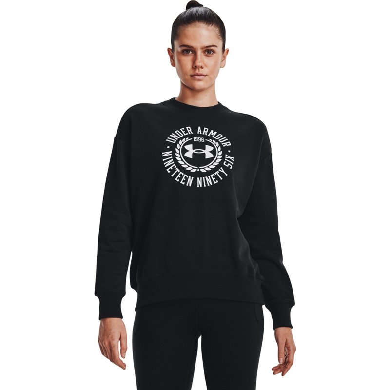 Under Armour Women's Rival Fleece Graphic Long Sleeve T-Shirt Black, Small - Women's Athletic Fleece at Academy Sports product image