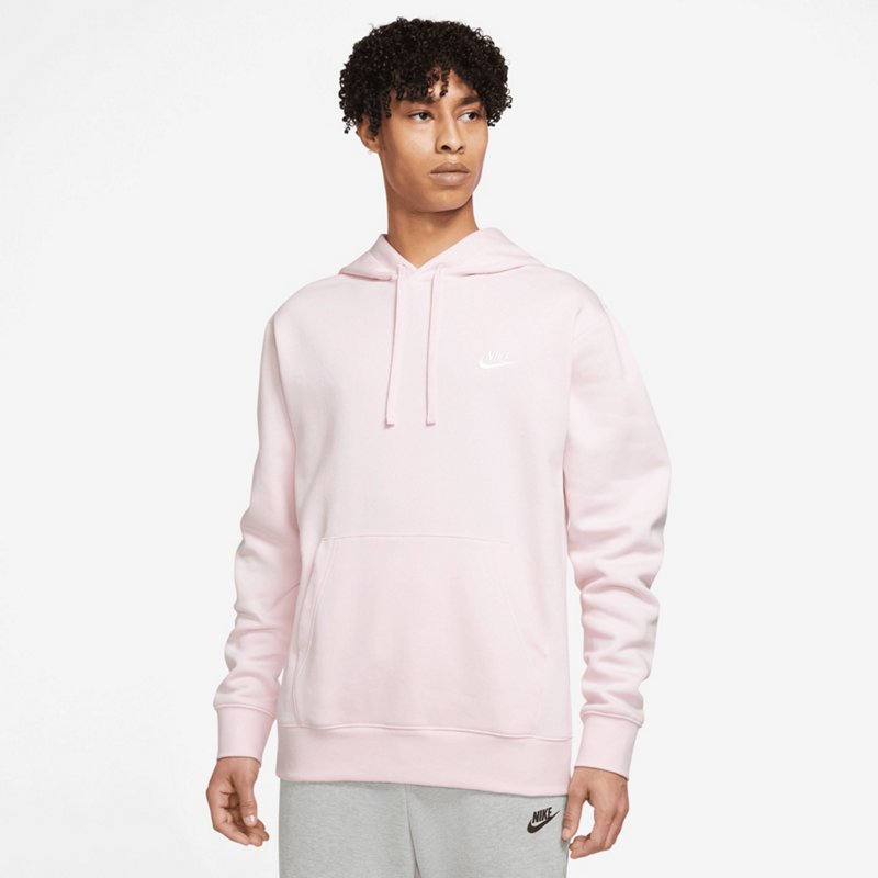 Nike Men's Sportswear Club Fleece Pullover Hoodie Pink Foam/Pink Foam/White, Small - Men's Athletic Fleece at Academy Sports