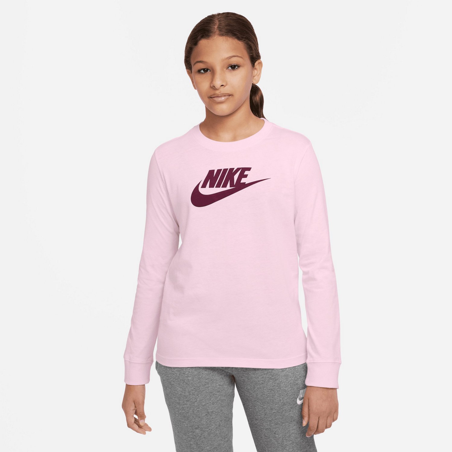 Per Mammoet Verwisselbaar Nike Girls' Sportswear Basic Futura Long Sleeve Graphic Shirt | Academy