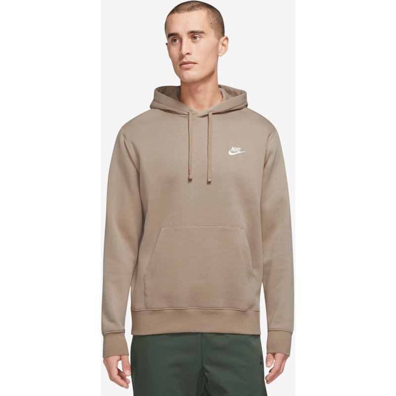 Nike Men's Sportswear Club Fleece Pullover Hoodie Khaki/Khaki/White, Large - Men's Athletic Fleece at Academy Sports