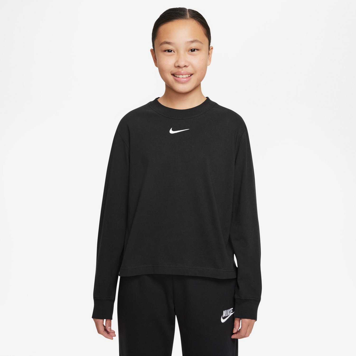 Nike Girls' Sportswear Essential Boxy Long Sleeve Graphic T-shirt | Academy