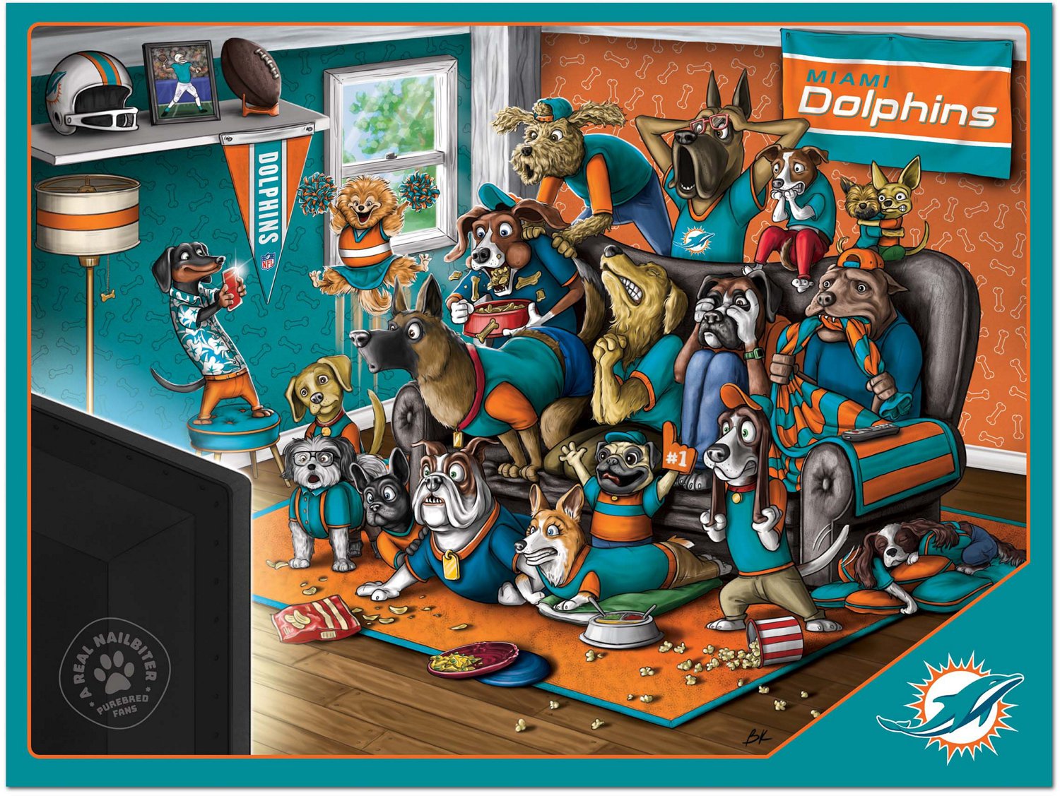 YouTheFan Miami Dolphins Purebred Fans 500 Piece Puzzle  - view number 2