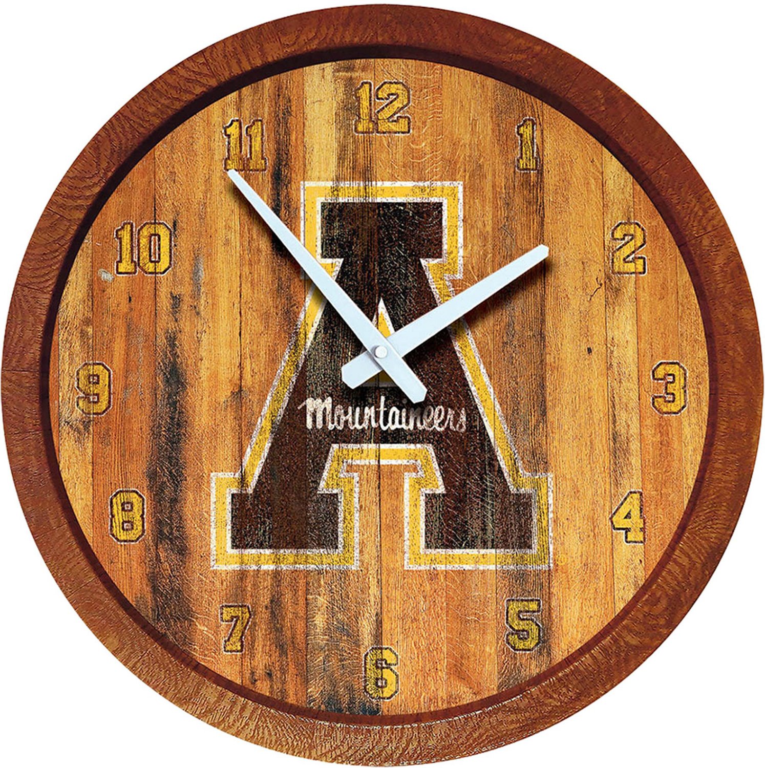 The Fan-Brand Appalachian State University Weathered Faux Barrel Top Clock