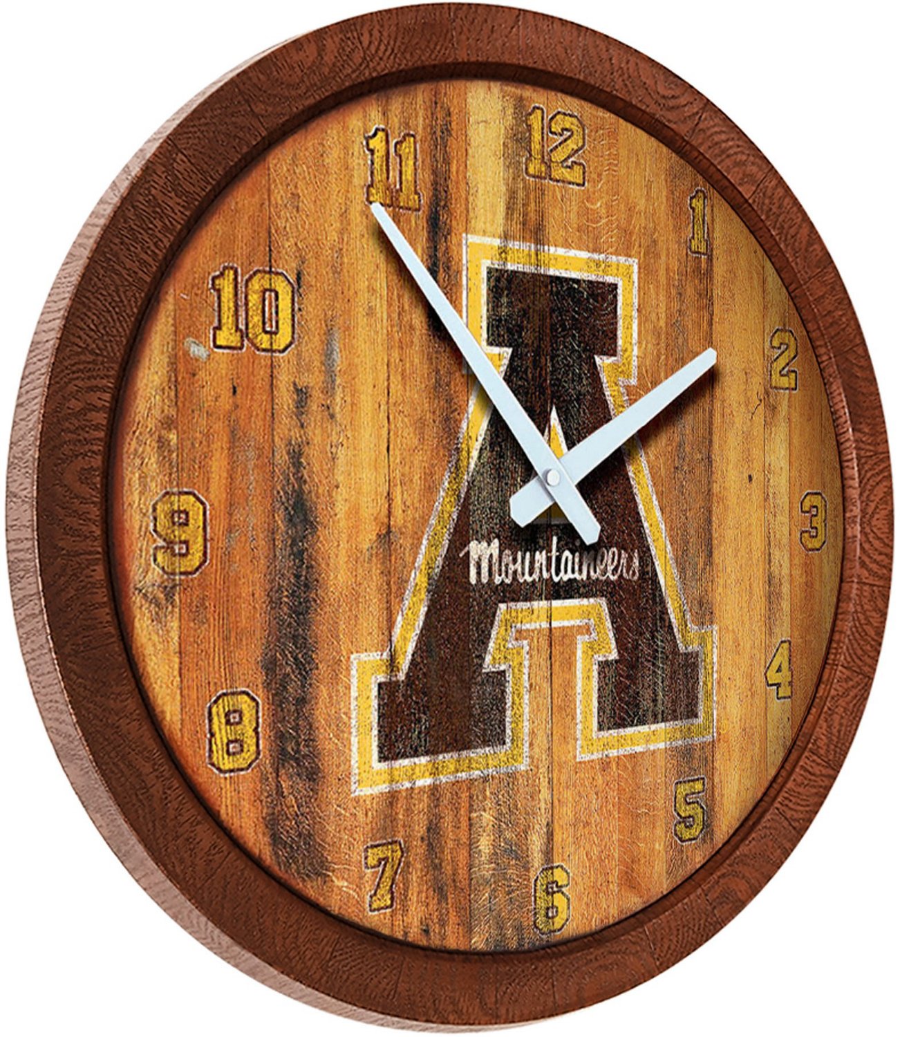 The Fan-Brand Appalachian State University Weathered Faux Barrel Top Clock - view number 2