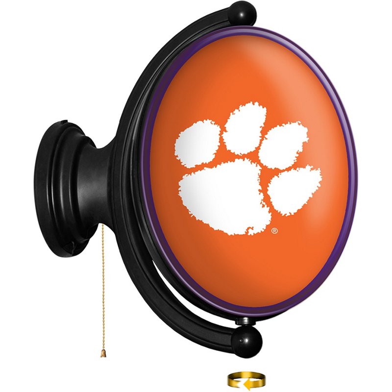 The FanBrand Clemson University Oval Rotating Lighted Sign