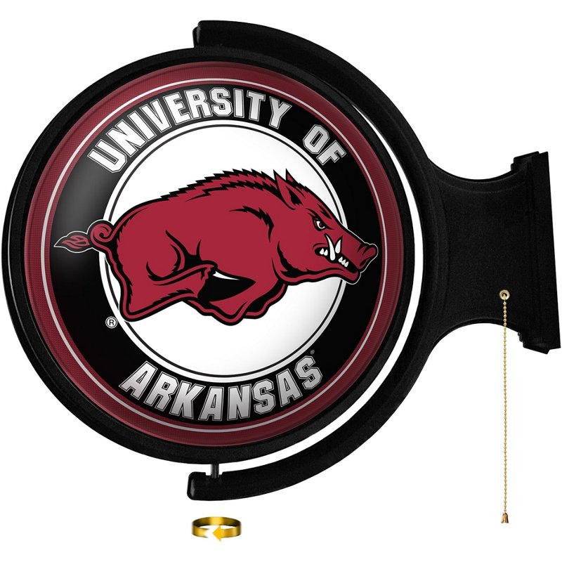 The FanBrand University of Arkansas Round Rotating Lighted Sign