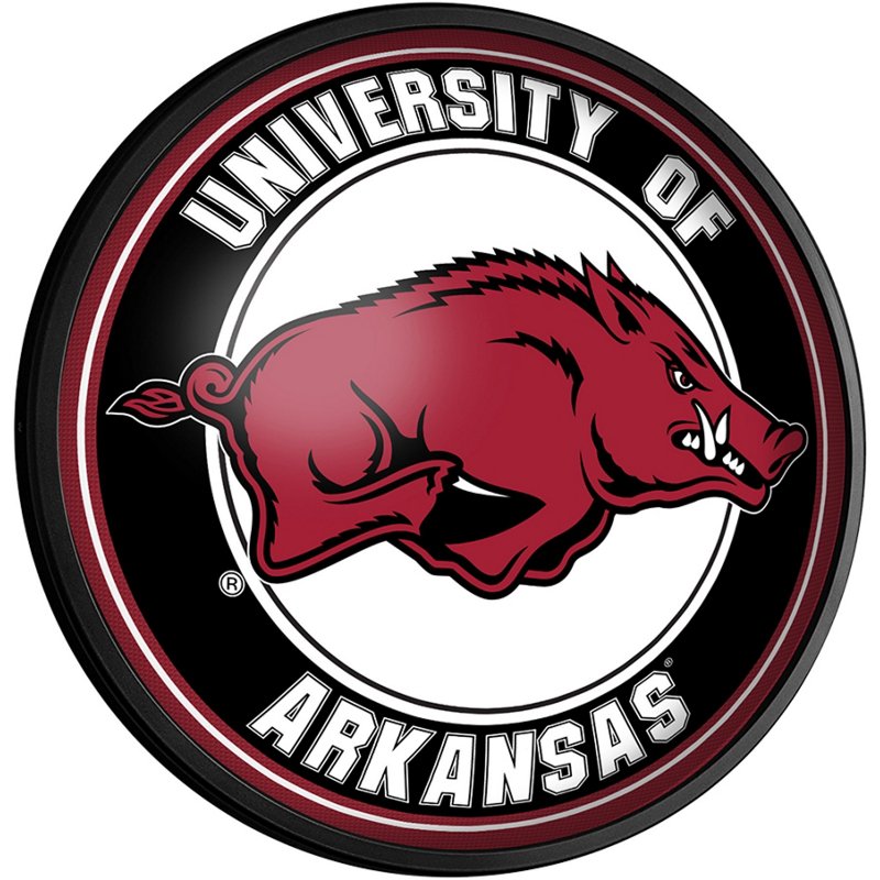 The FanBrand University of Arkansas Round Slimline Lighted Sign