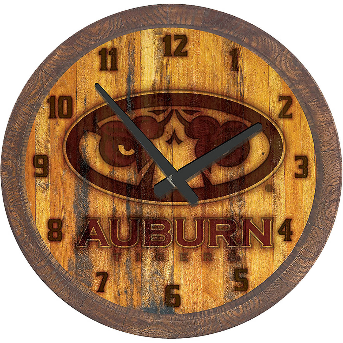 The Fan-Brand Auburn University Branded Faux Barrel Top Clock                                                                    - view number 1
