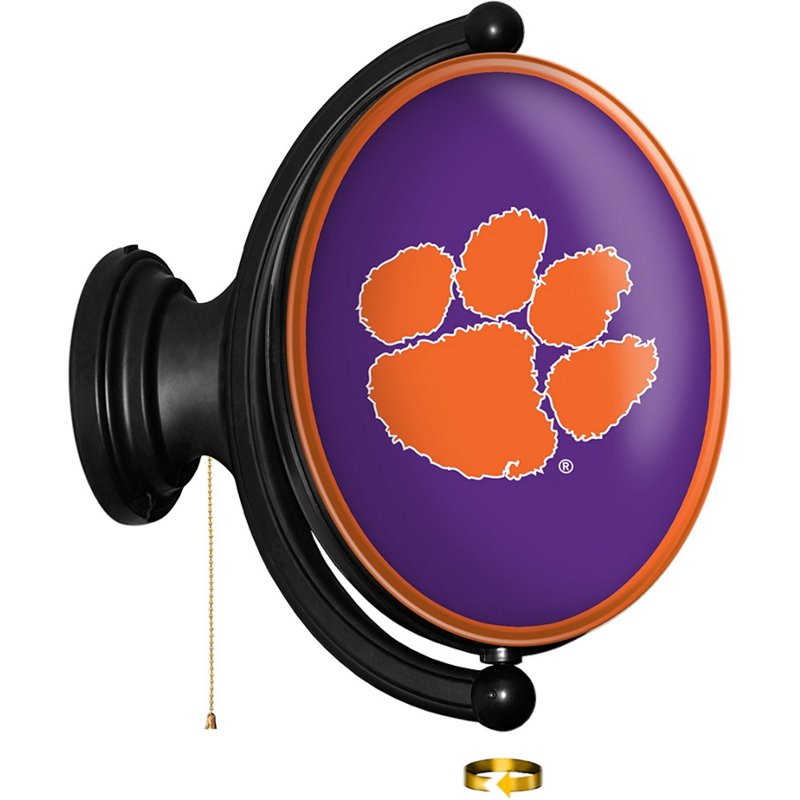 The FanBrand Clemson University Oval Rotating Lighted Sign