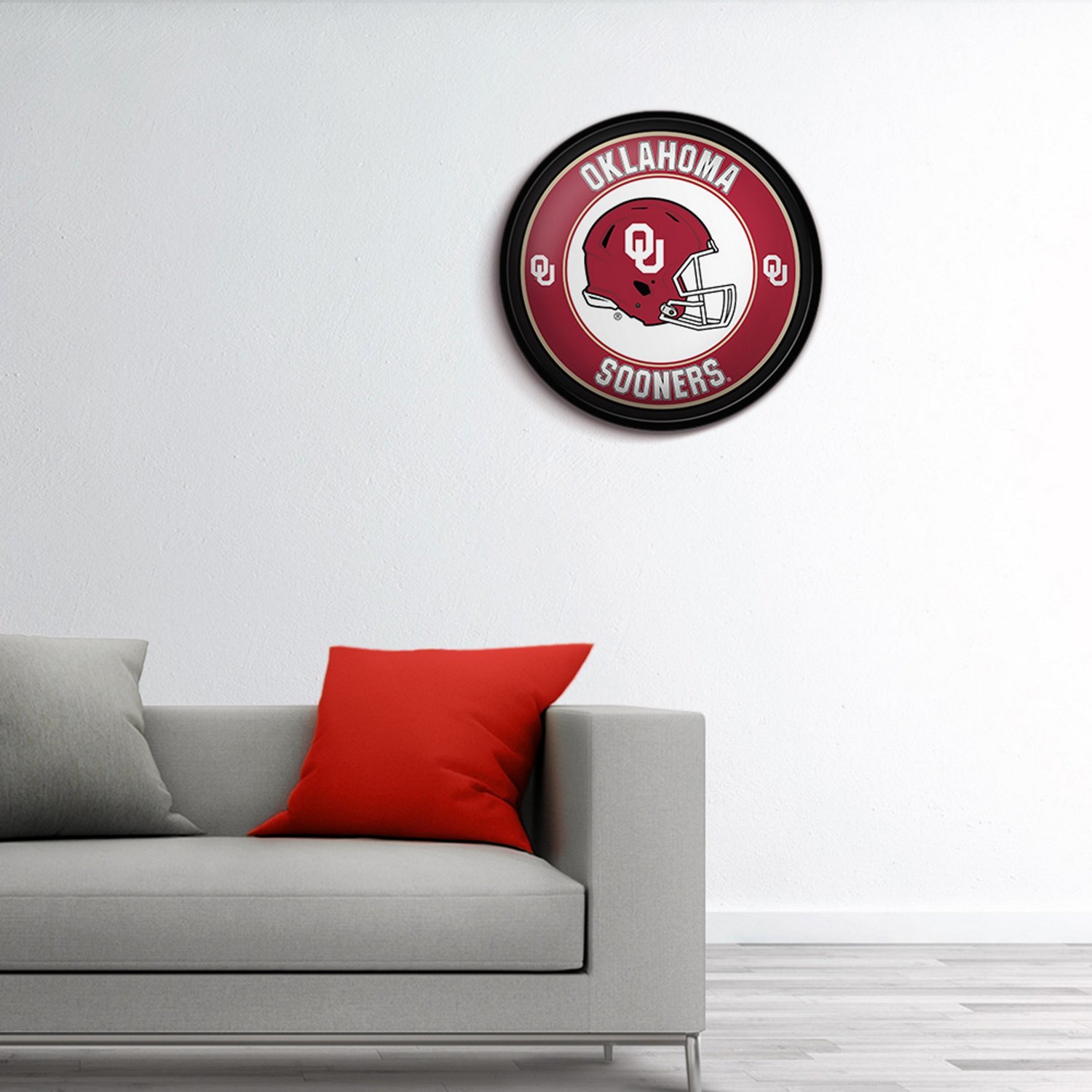 The Fan-Brand University of Oklahoma Helmet Modern Disc Sign - view number 3