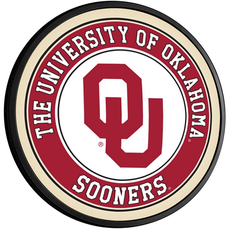 The Fan-Brand University of Oklahoma Round Slimline Lighted Wall Sign - NCAA Novelty at Academy Sports