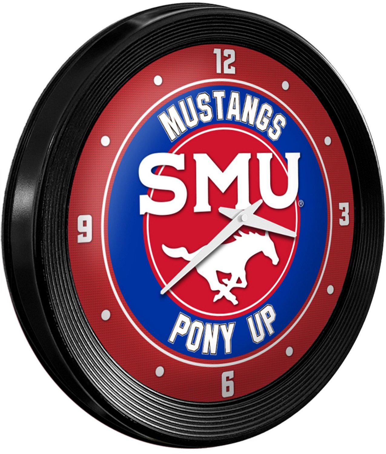 The Fan-Brand Southern Methodist University PONY UP Ribbed Wall Clock - view number 2