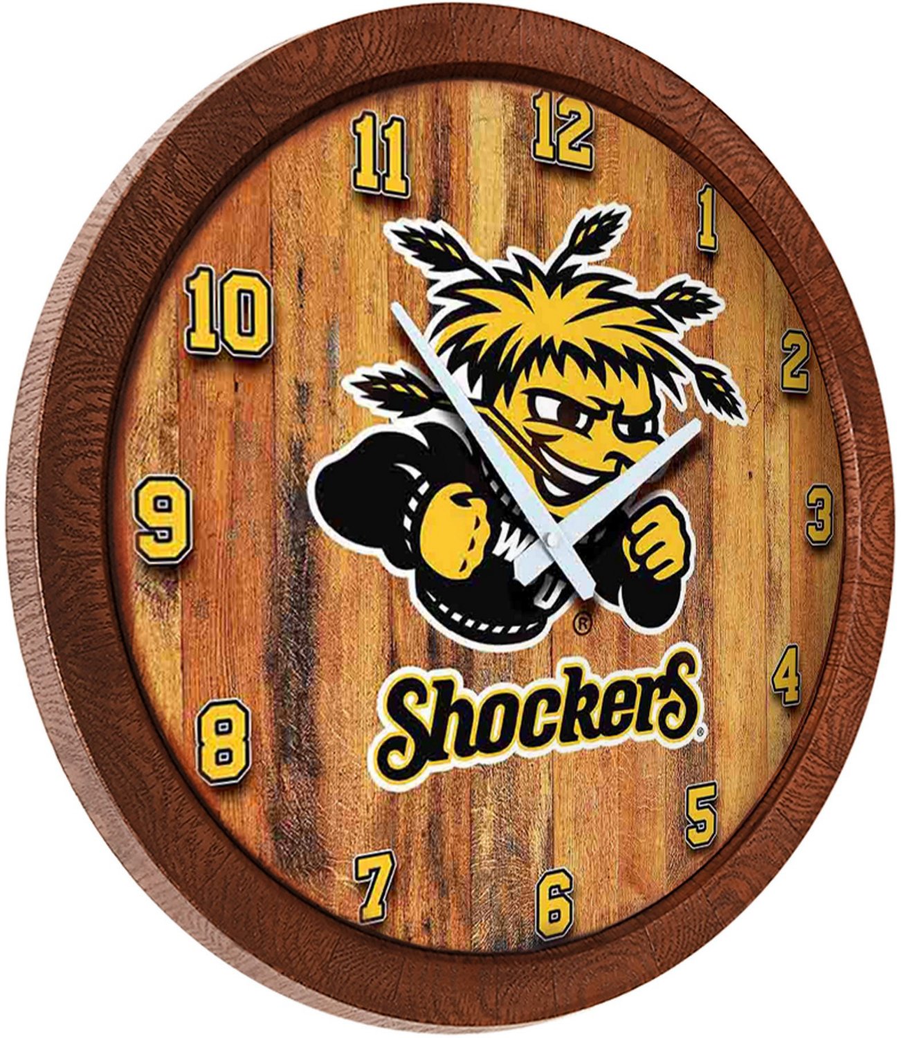 The Fan-Brand Wichita State University Faux Barrel Top Clock - view number 2