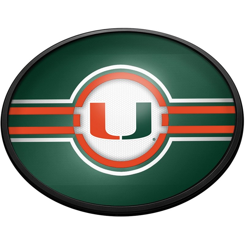 The Fan-Brand University of Miami Green Oval Slimline Lighted Wall Sign - NCAA Novelty at Academy Sports