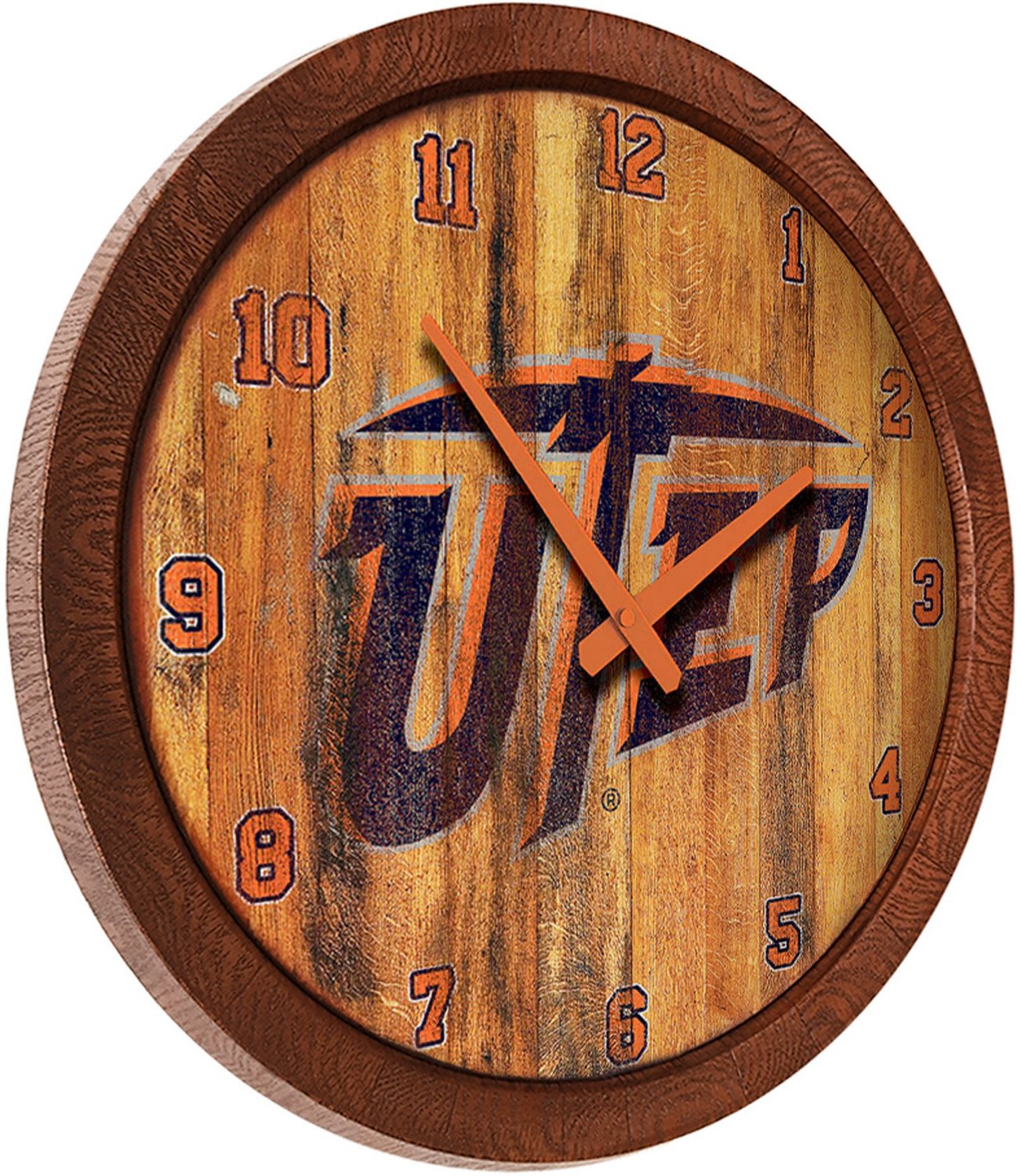 The Fan-Brand University of Texas at El Paso Weathered Faux Barrel Top Clock - view number 2