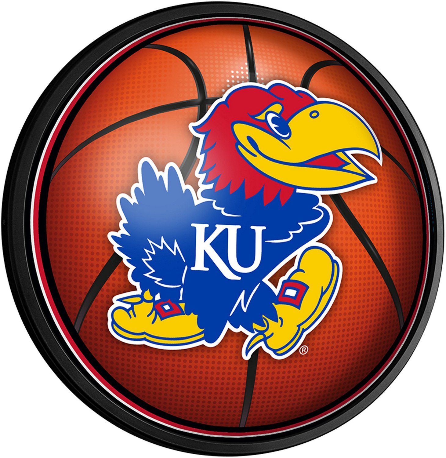 The Fan-Brand University Of Kansas Basketball Round Slimline Lighted ...