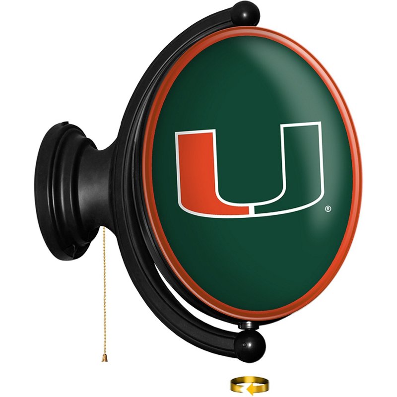 The FanBrand University of Miami Oval Rotating Lighted Sign