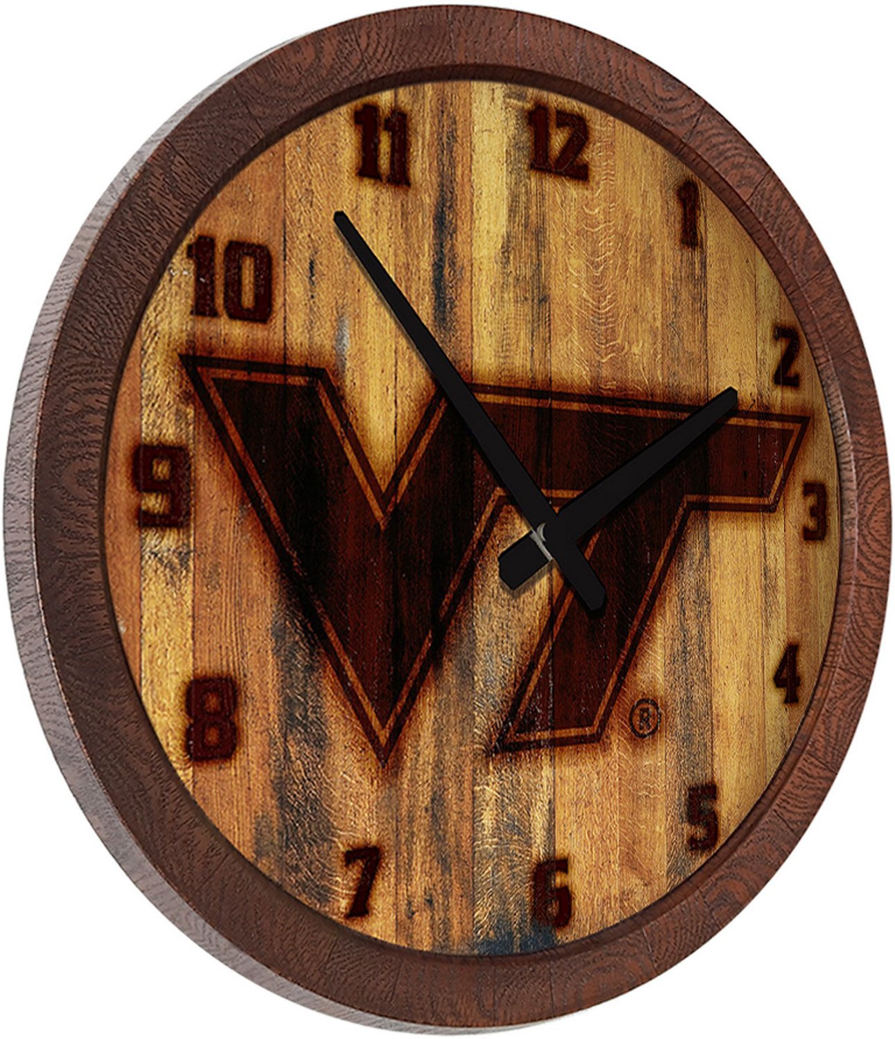 The Fan-Brand Virginia Tech University Branded Faux Barrel Top Clock - view number 2