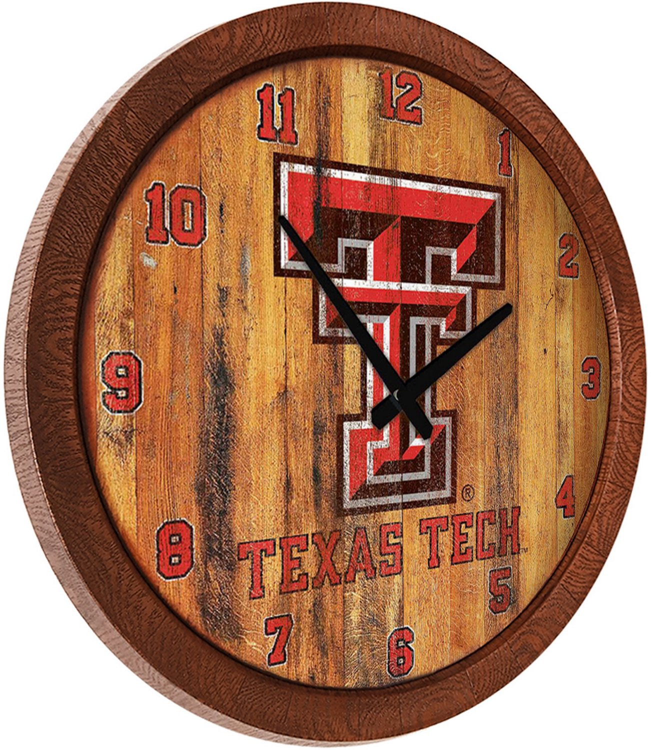 The Fan-Brand Texas Tech University Weathered Faux Barrel Top Clock - view number 2