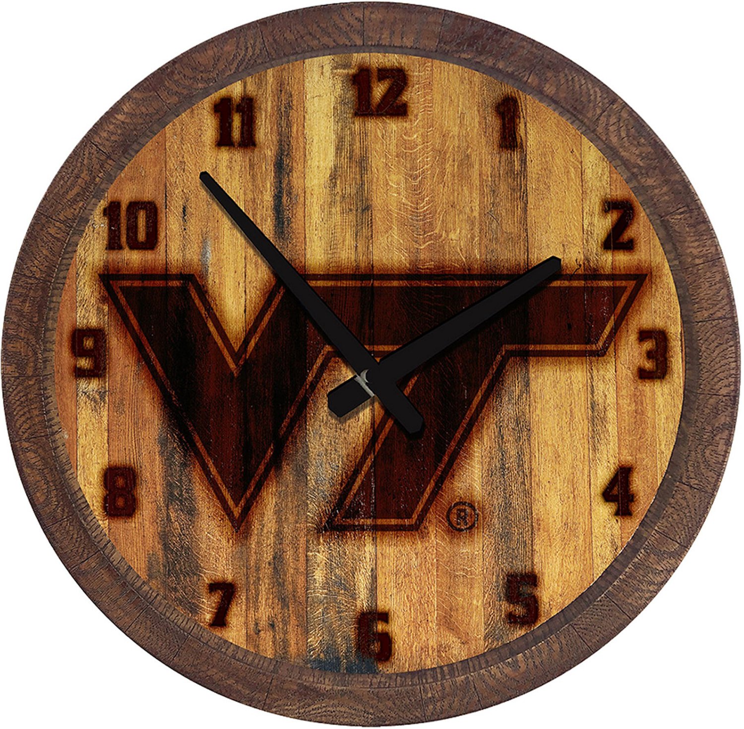 The Fan-Brand Virginia Tech University Branded Faux Barrel Top Clock