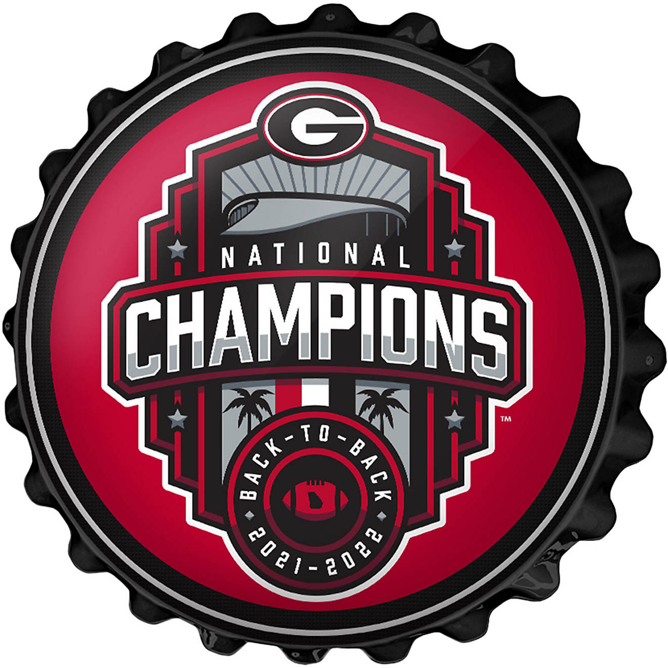 The Fan-Brand University of Georgia National Champions Bottle Cap Sign                                                           - view number 1