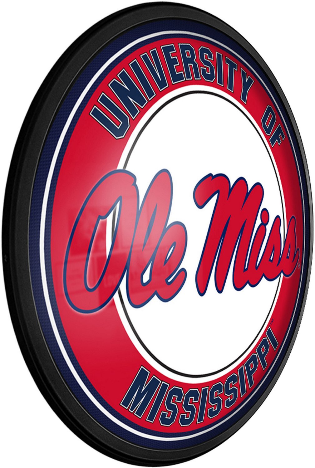 The Fan-Brand University of Mississippi Round Slimline Lighted Wall Sign                                                         - view number 2