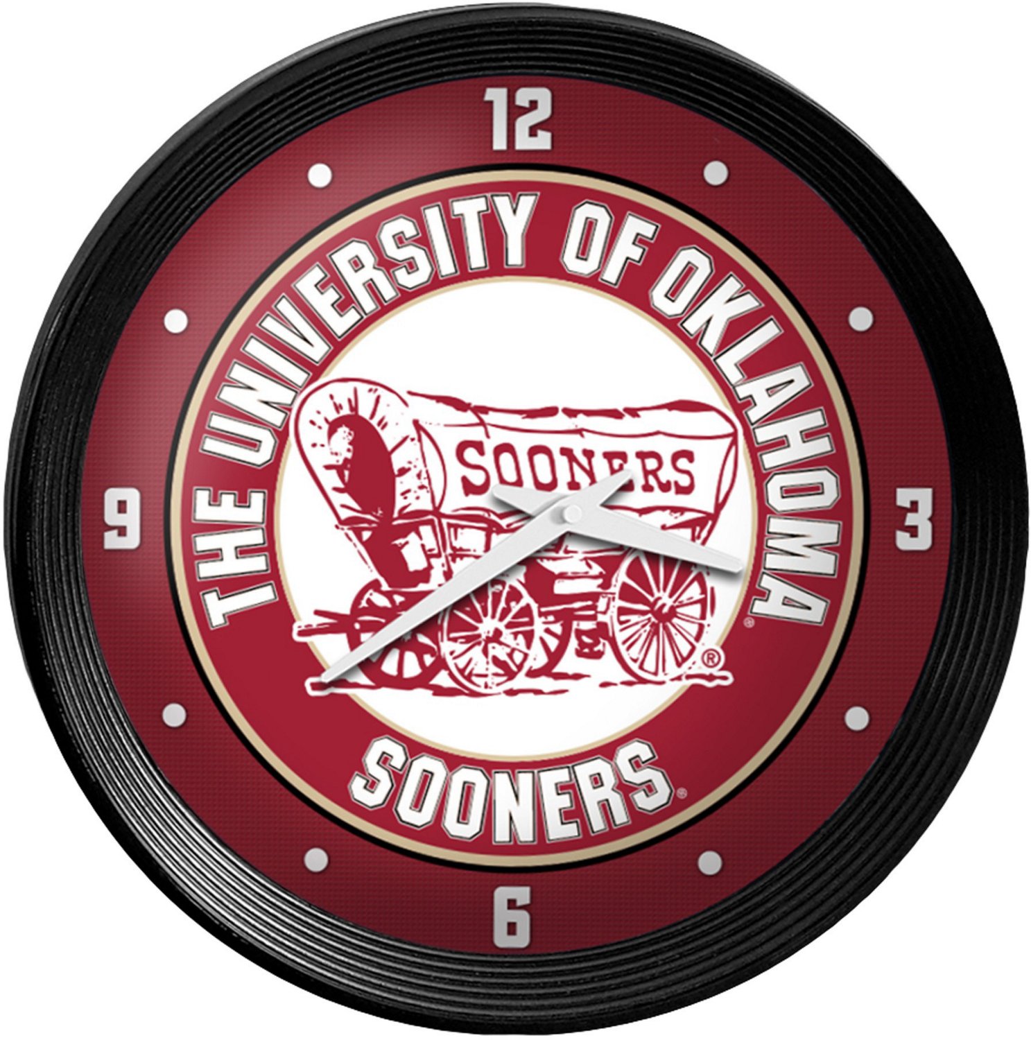 The Fan-Brand University of Oklahoma Wagon Ribbed Wall Clock