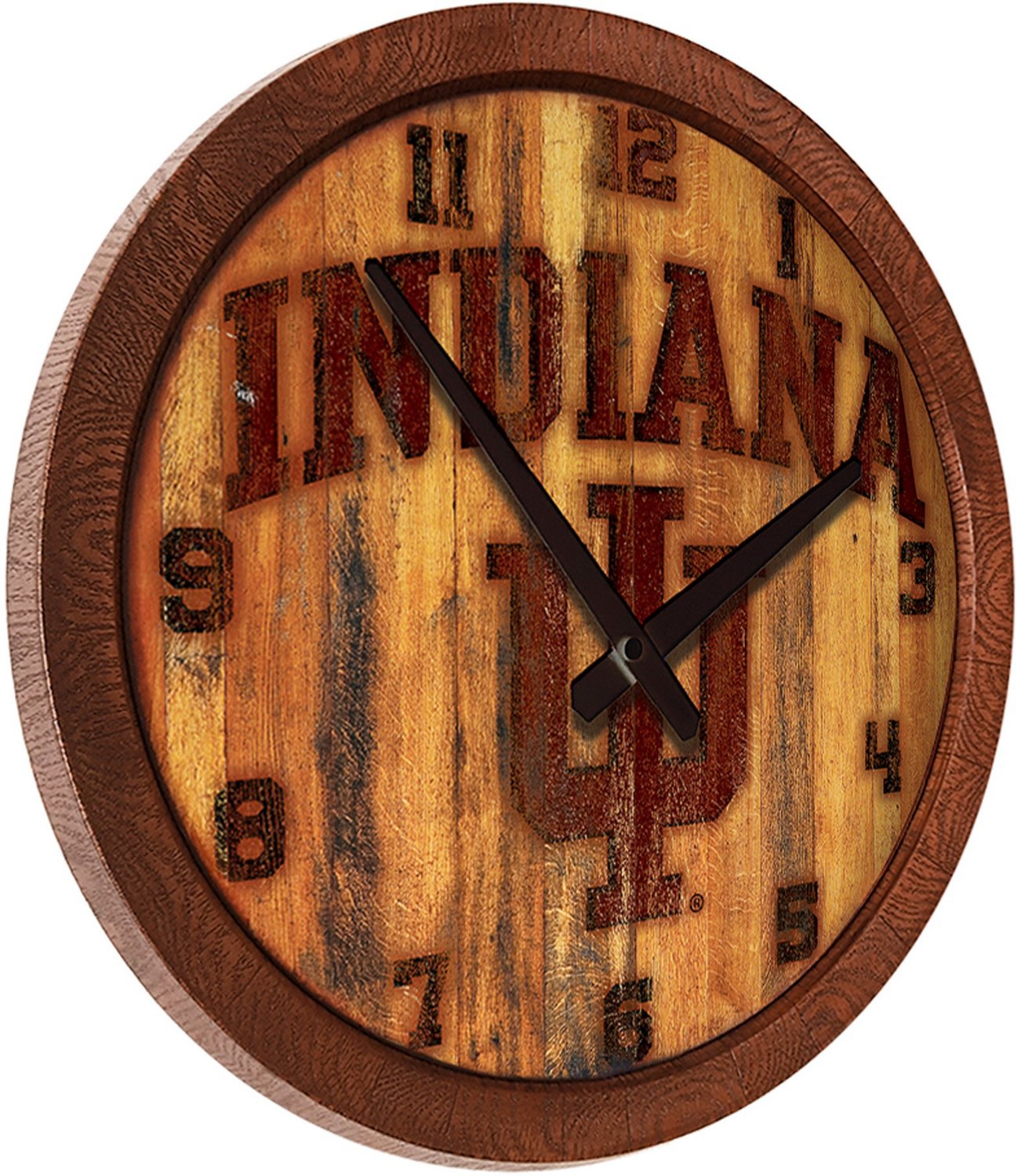 The Fan-Brand Indiana University Branded Faux Barrel Top Clock - view number 2
