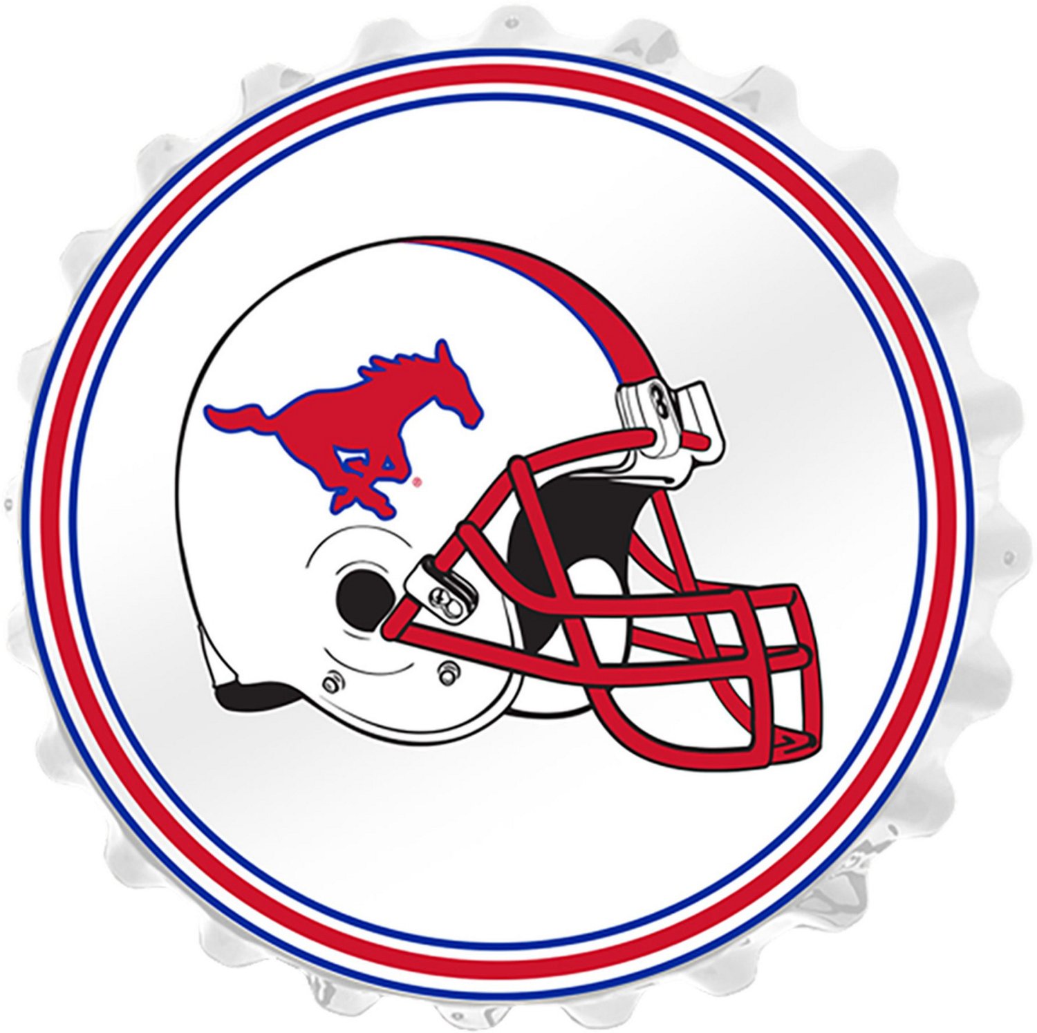 The Fan-Brand Southern Methodist University Helmet White Bottle Cap Wall Sign