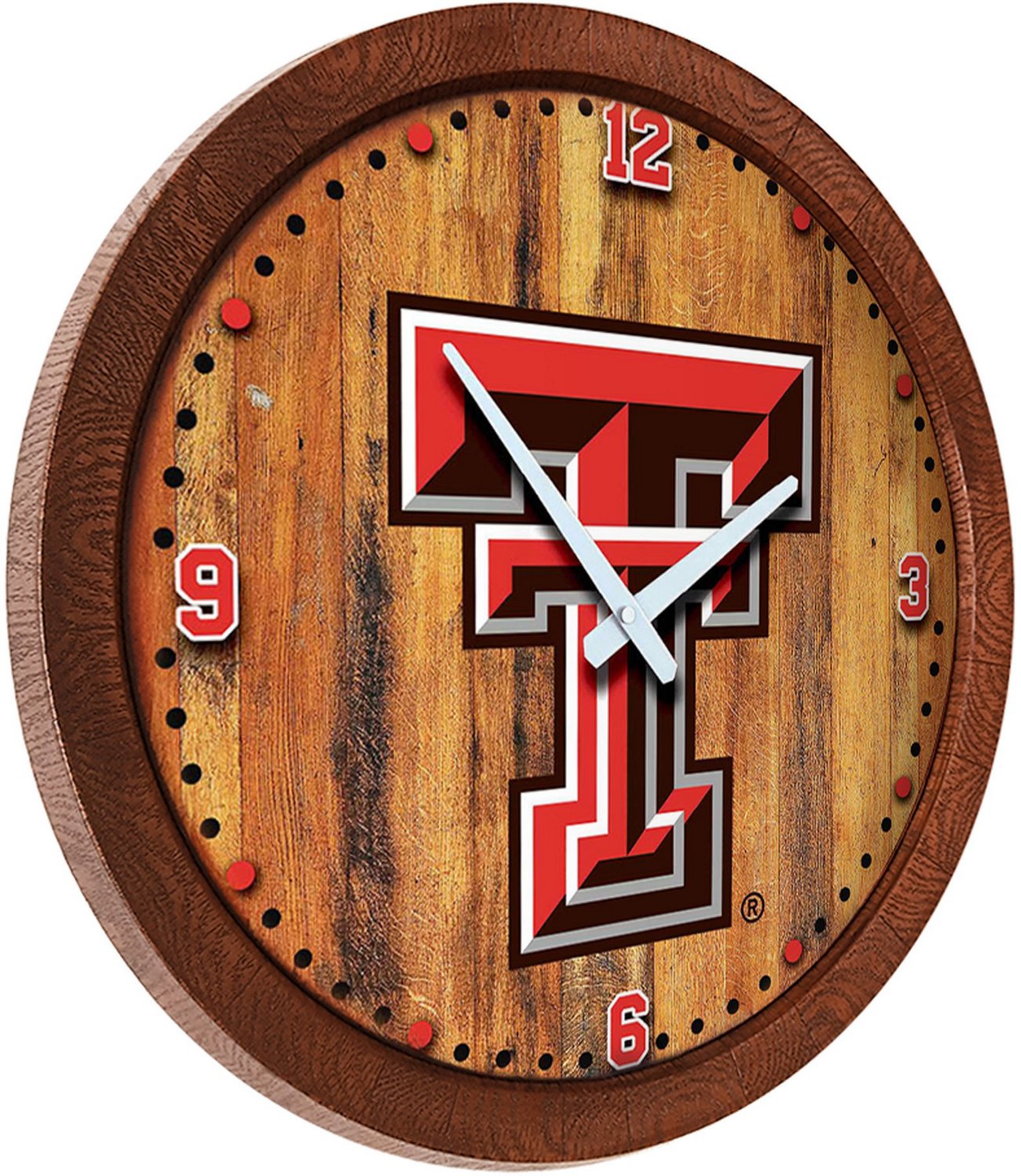 The Fan-Brand Texas Tech University Faux Barrel Top Clock - view number 2