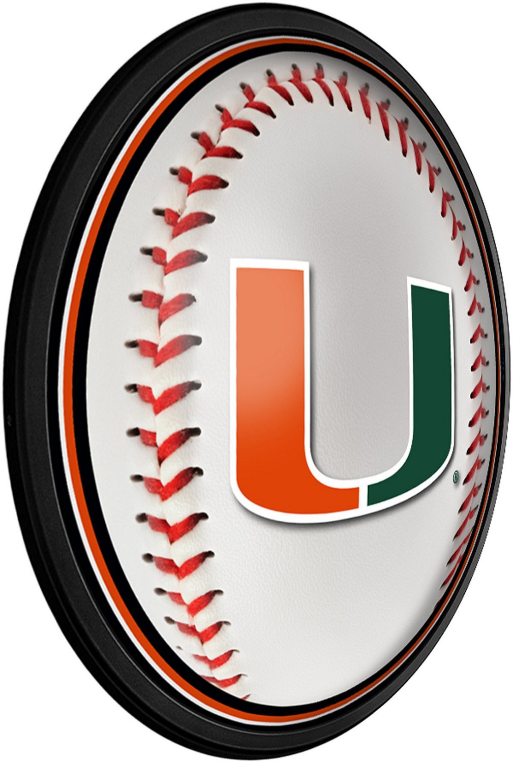 The Fan-Brand University of Miami Baseball Round Slimline Lighted Wall Sign - view number 2