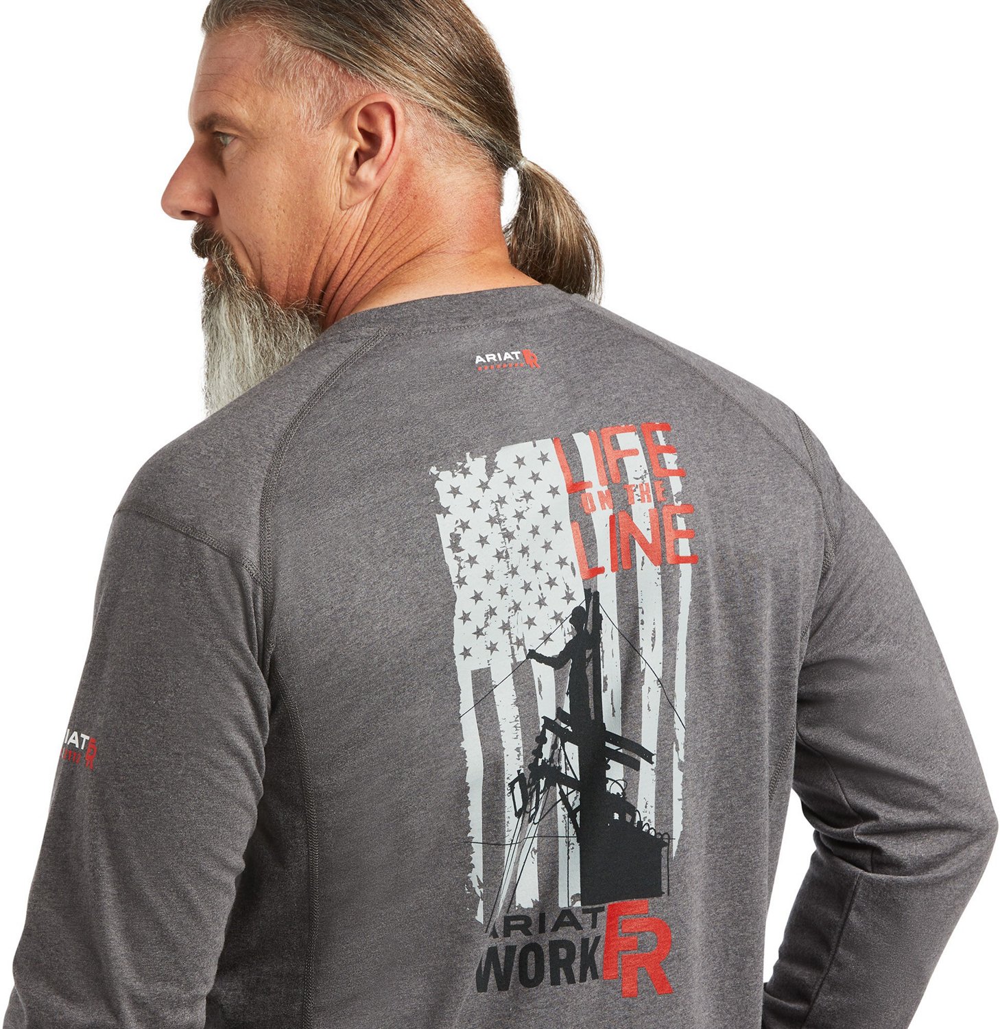 Ariat Men's FR Air Life on the Line Graphic Long Sleeve T-shirt                                                                  - view number 2