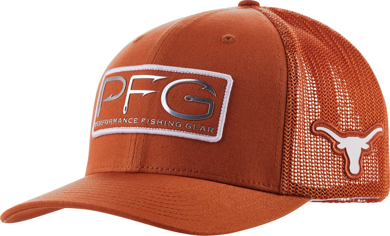 Columbia Sportswear Men’s University of Texas Collegiate PFG Hooks Mesh Ball Cap                                               - view number 1